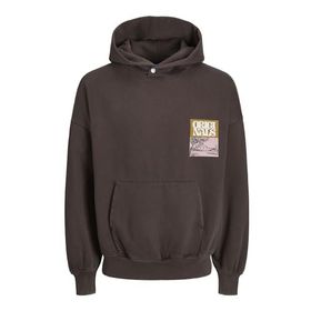 Jack & Jones Jorontario Graphic Sweat Hood Koyu Kahve Erkek Sweatshirt