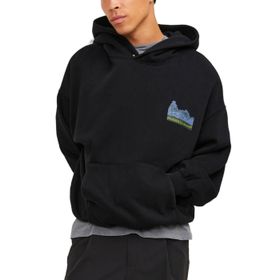 Jack & Jones Jorontario Graphic Sweat Hood Siyah Erkek Sweatshirt
