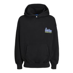 Jack & Jones Jorontario Graphic Sweat Hood Siyah Erkek Sweatshirt