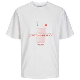 Jack & Jones Jorplasma Tee Ss Crew Neck Styd Parlak Beyaz Baskı Milkshake Erkek T-shirt