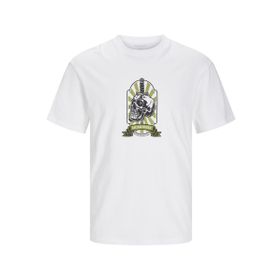 Jack & Jones Jorseven Skull Tee SS Crew Neck Sn Parlak Beyaz Erkek T-shirt