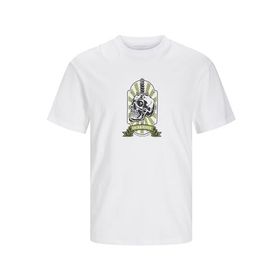 Jack & Jones Jorseven Skull Tee SS Crew Neck Sn Parlak Beyaz Erkek T-shirt
