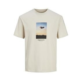 Jack & Jones Jorvesterbro Picture Tee Ss Crew Neck Sn Moonbeam Erkek T-shirt