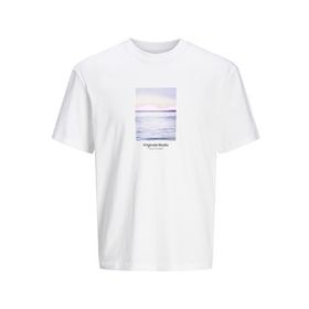 Jack & Jones Jorvesterbro Picture Tee Ss Crew Neck Sn Parlak Beyaz Erkek T-shirt