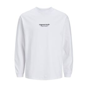 Jack & Jones Jorvesterbro Tee Ls Crew Neck Parlak Beyaz Uzun Kollu Erkek T-shirt