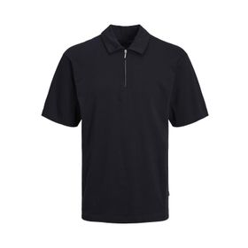 Jack & Jones Jprblaholst Ss Zip Siyah Polo Erkek T-shirt