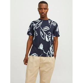 Jack & Jones Jprblapalma AOP Ss Tee Crew Neck Sn Lacivert Navy Blazer Erkek T-shirt