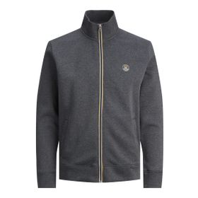 Jack & Jones Jprblurubber Sweat Zip Cardigan Prau23 Koyu Gri Melanj Erkek Sweatshirt