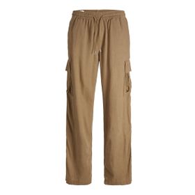 Jack & Jones Jpstbill Jjnate Linen Blend Cargo Jog SN Kahverengi Erkek Kargo Pantolon