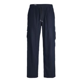 Jack & Jones Jpstbill Jjnate Linen Blend Cargo Jog SN Koyu Lacivert Erkek Kargo Pantolon