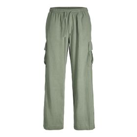 Jack & Jones Jpstbill Jjnate Linen Blend Cargo Jog SN Koyu Yeşil Erkek Kargo Pantolon