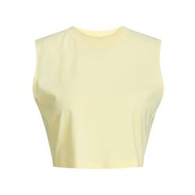 Jack & Jones Jxalvira Slim Sl Crop Every Tee JRS SN Sarı Bej Kadın T-shirt