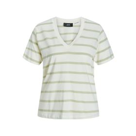 Jack & Jones Jxannie Reg Vneck Stripe SS TEE JRS Vanilya Rengi Kadın T-shirt