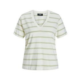 Jack & Jones Jxannie Reg Vneck Stripe SS TEE JRS Vanilya Rengi Kadın T-shirt