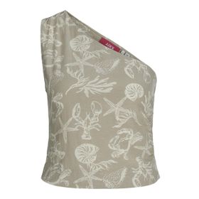 Jack & Jones Jxannika One Should Mat Gri Linen Blend Top WVN Kadın T-shirt