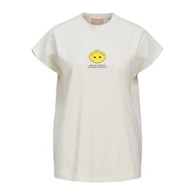 Jack & Jones Jxastrid Sl Boxy Print Tee JRS Vanilya Buz Baskı Sarı Smiley Kadın T-shirt