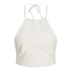 Jack & Jones Jxdora Halterneck Beyaz Denim Crop Denim Top DNM Kadın T-shirt