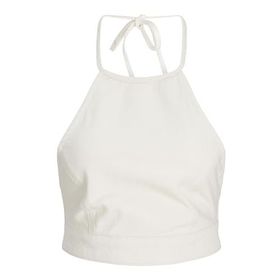 Jack & Jones Jxdora Halterneck Beyaz Denim Crop Denim Top DNM Kadın T-shirt