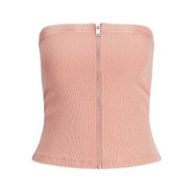 Jack & Jones Jxfiona STR SL Zip Rib Tube Top JRS Şeftali Pembesi Kadın T-shirt