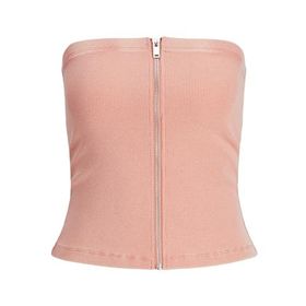 Jack & Jones Jxfiona STR SL Zip Rib Tube Top JRS Şeftali Pembesi Kadın T-shirt
