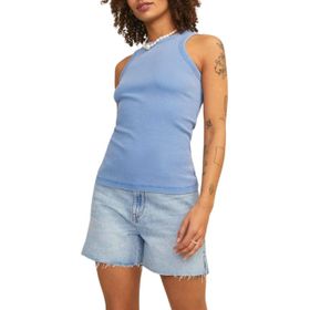 Jack & Jones Jxforest STR SL Wash RIB TOP JRS Mavi Kadın T-shirt