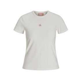 Jack & Jones Jxgigi STR SS Badge TEE JRS Vanilya Rengi Kadın T-shirt