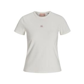 Jack & Jones Jxgigi STR SS Badge TEE JRS Vanilya Rengi Kadın T-shirt