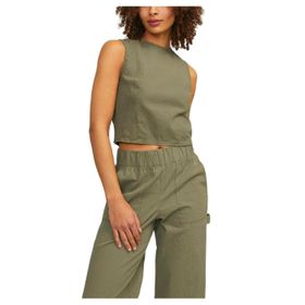 Jack & Jones Jxkaia Seersucker Koyu Yeşil Top WVN Kadın T-shirt