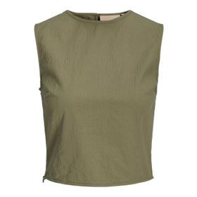 Jack & Jones Jxkaia Seersucker Koyu Yeşil Top WVN Kadın T-shirt