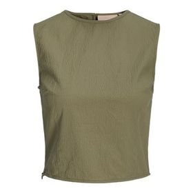 Jack & Jones Jxkaia Seersucker Koyu Yeşil Top WVN Kadın T-shirt