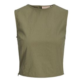 Jack & Jones Jxkaia Seersucker Koyu Yeşil Top WVN Kadın T-shirt