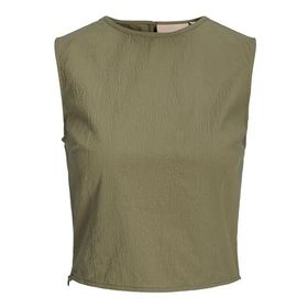 Jack & Jones Jxkaia Seersucker Koyu Yeşil Top WVN Kadın T-shirt