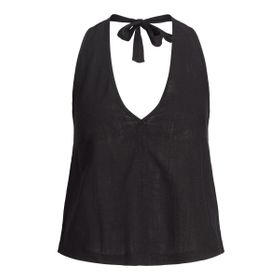 Jack & Jones Jxocean Linen Blend Halterneck Siyah Top WVN Kadın T-shirt
