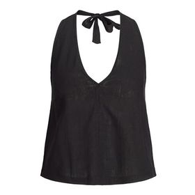 Jack & Jones Jxocean Linen Blend Halterneck Siyah Top WVN Kadın T-shirt