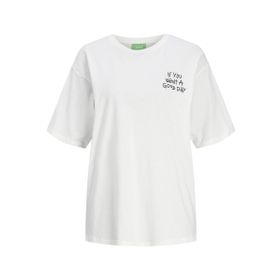 Jack & Jones Jxpiper Loose Ss Tee JRS Blanc De Blanc Baskı Good Day Kadın T-shirt