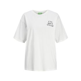 Jack & Jones Jxpiper Loose Ss Tee JRS Blanc De Blanc Baskı Good Day Kadın T-shirt