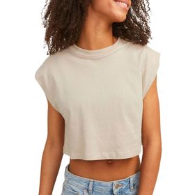 Jack & Jones Jxzoe Sl Rlx Short Tee JRS SN Mat Gri Kadın T-shirt