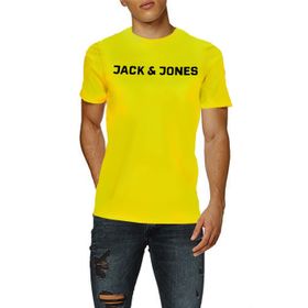 Jack & Jones Logolu Sarı Safety Yellow Yuvarlak Yaka Erkek T-shirt