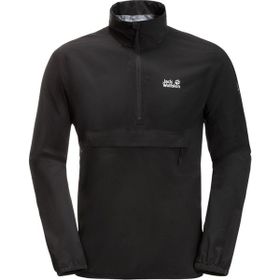 Jack Wolfskin 1115061-6000 Pack Go Overhead Kapüşonlu Normal Kalıp Siyah Erkek Yağmurluk
