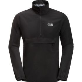 Jack Wolfskin 1115061-6000 Pack Go Overhead Kapüşonlu Normal Kalıp Siyah Erkek Yağmurluk