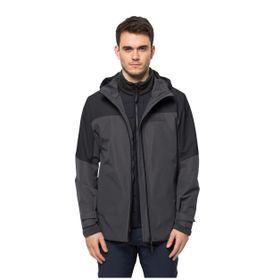 Jack Wolfskin 1115291-6000 Siyah Kapüşonlu Termal Zip Erkek Ceket