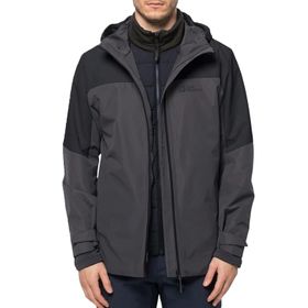 Jack Wolfskin 1115291-6000 Siyah Kapüşonlu Termal Zip Erkek Ceket