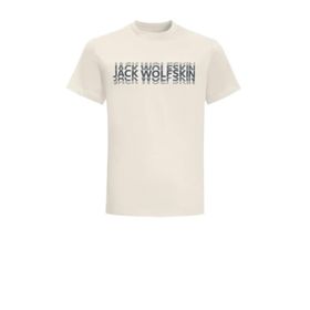 Jack Wolfskin 1808591-5127 Strobe T M Bisiklet Yaka Normal Kalıp Beyaz Erkek T-Shirt