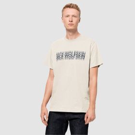Jack Wolfskin 1808591-5127 Strobe T M Bisiklet Yaka Normal Kalıp Beyaz Erkek T-Shirt
