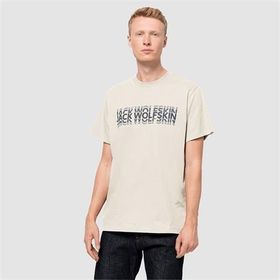 Jack Wolfskin 1808591-5127 Strobe T M Bisiklet Yaka Normal Kalıp Beyaz Erkek T-Shirt