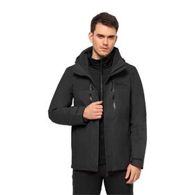 Jack Wolfskin Jasper Siyah Erkek Su Geçirmez Outdoor 3 In 1 Mont