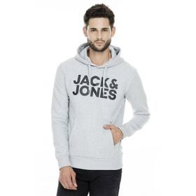 Jack&Jones 12152840 Gri Kapüşonlu Kanguru Cepli Sweatshirt