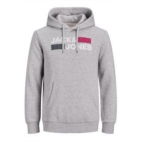 Jack&Jones 12152840 Gri Kapüşonlu Kanguru Cepli Sweatshirt