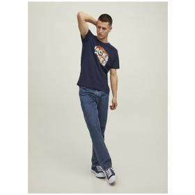 Jack&Jones 12205787 Lacivert Baskılı Erkek T-shirt