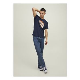 Jack&Jones 12205787 Lacivert Baskılı Erkek T-shirt